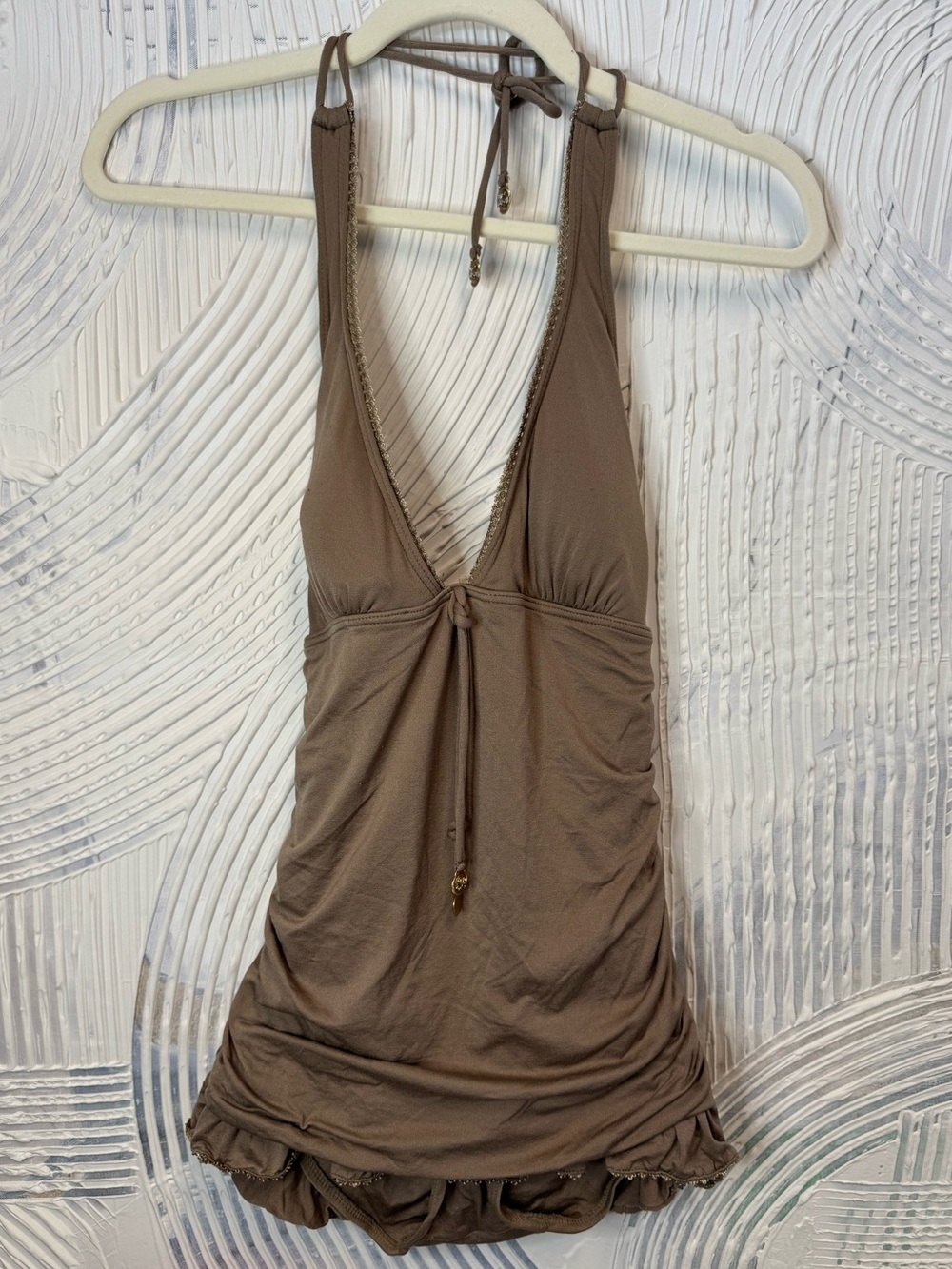 Juicy Couture Brown Halter One-Piece Swimdress N0767